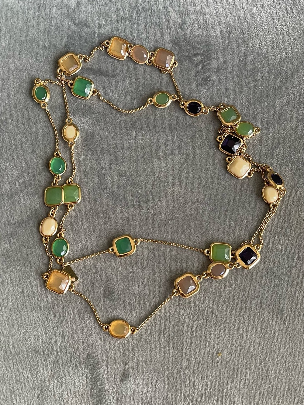 Vintage Authentic Kate Spade New York Coated Confetti Green Necklace 45" Multi